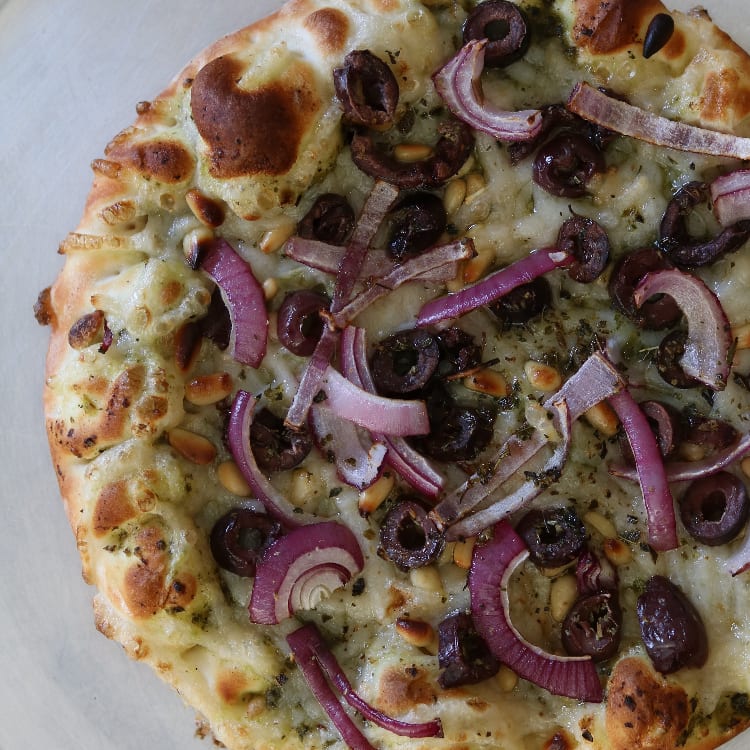 Pesto Pine Nut Pizza.
