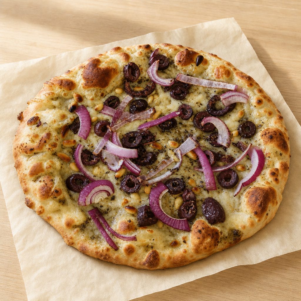 Pesto Pine Nut Pizza.