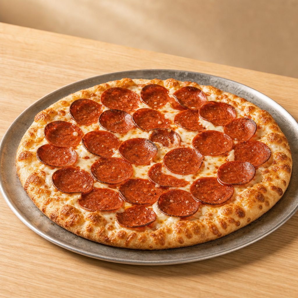Vegan Pepperoni Pizza.