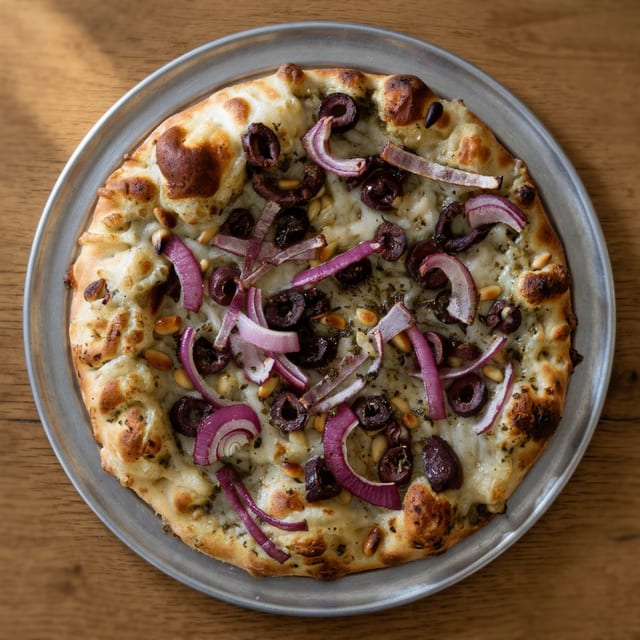 Pesto Pine Nut Pizza.