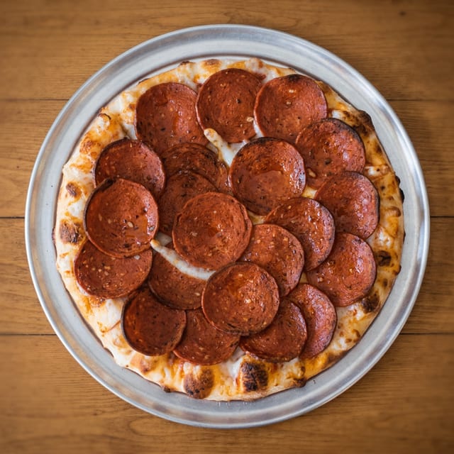 Vegan Pepperoni Pizza.