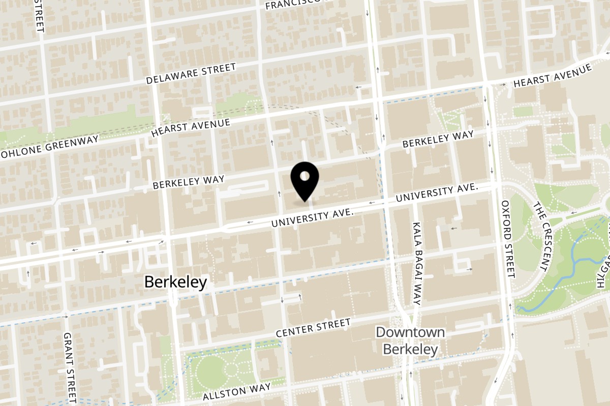 Map showing the location of Red Tomato Pizza House on 2017 University Ave in Berkeley
